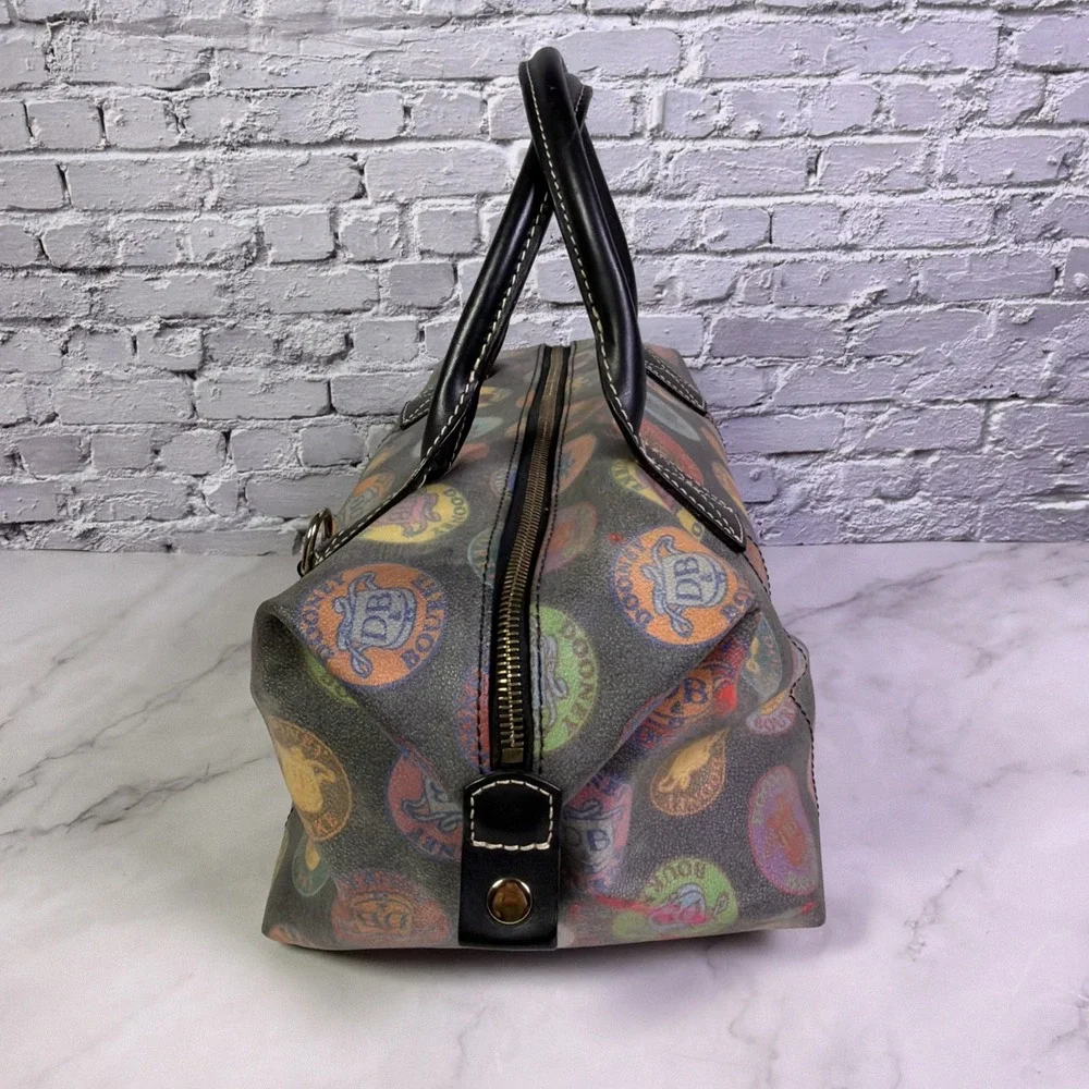 Vintage Dooney & Bourke Medallion Print Canvas/Leather‎ Satchel Handbag ❤️ NICE